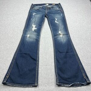 Silver Frances 22" Flare Jeans Women's 30X33 Actual 33X33 Boot Leg Dark Wash Y2K
